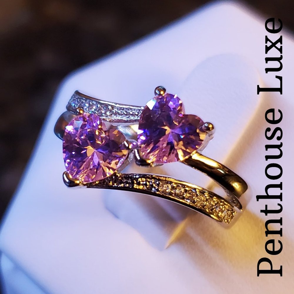 FINAL RESTOCK!! 🎀Pink Sapphire Double Heart Ring